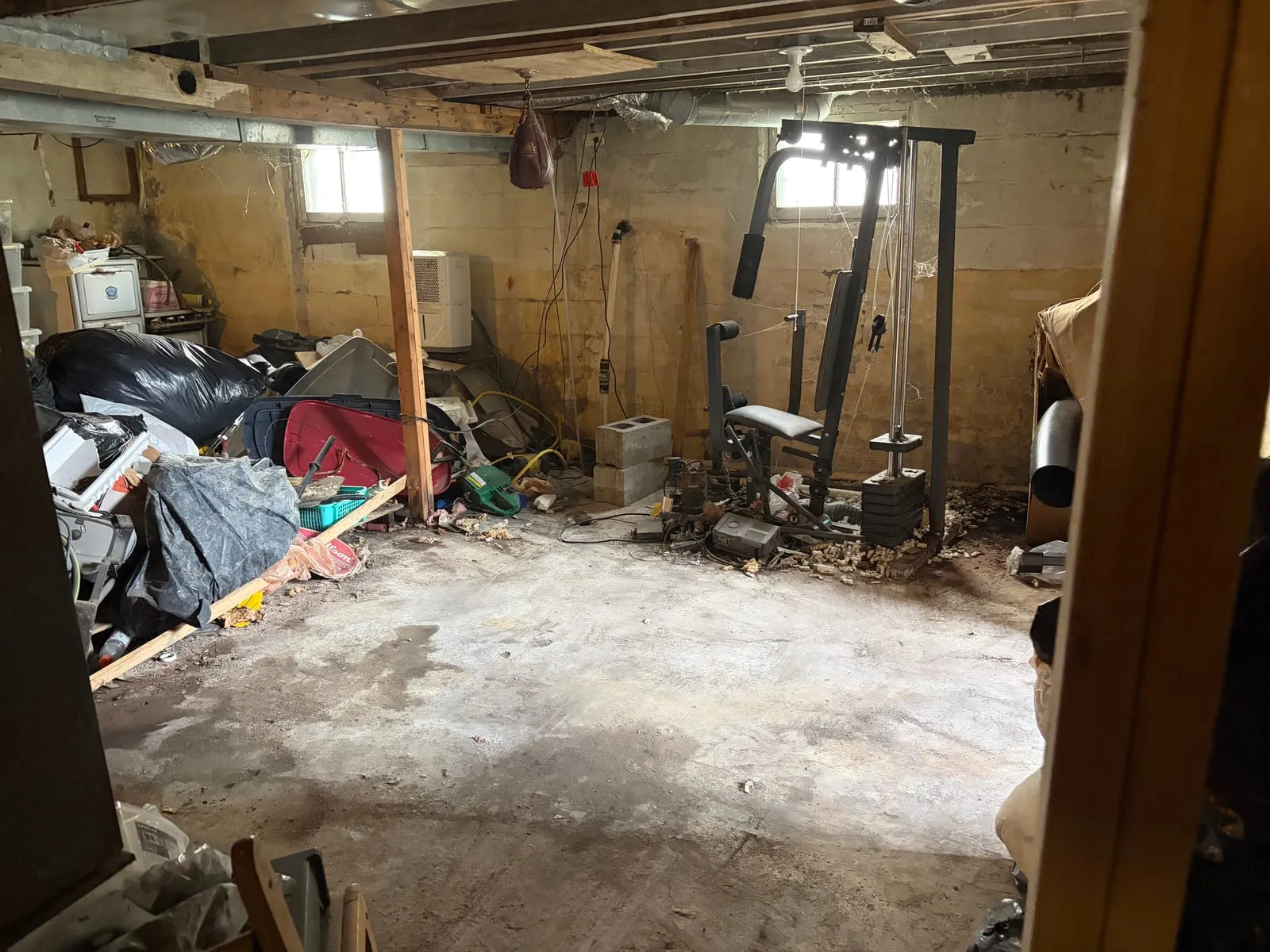 The same basement emptied and swept clean